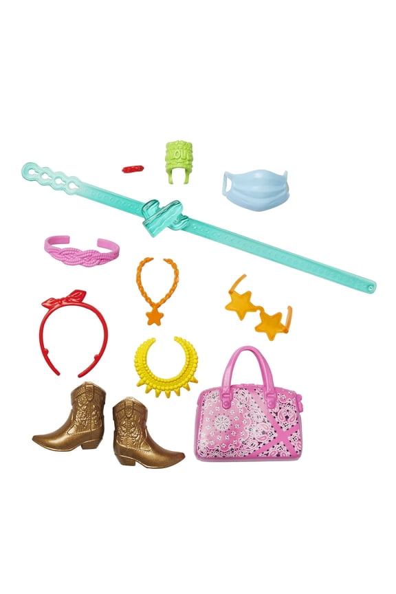 Travel Fashion Pack, 11 Accessories for Dolls Including Camera, Passport & Neck Pillow