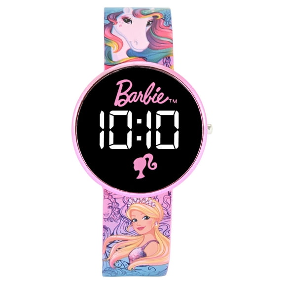 Barbie Unisex Childrens LED Watch With Round Caseand Printed Silicone Strap; BDT4171WM1