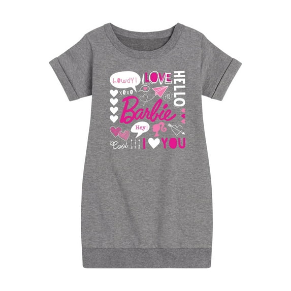 Barbie - Valentine's Collage - Toddler And Youth Girls Fleece Dress