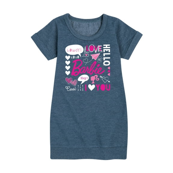 Barbie - Valentine's Collage - Toddler And Youth Girls Fleece Dress