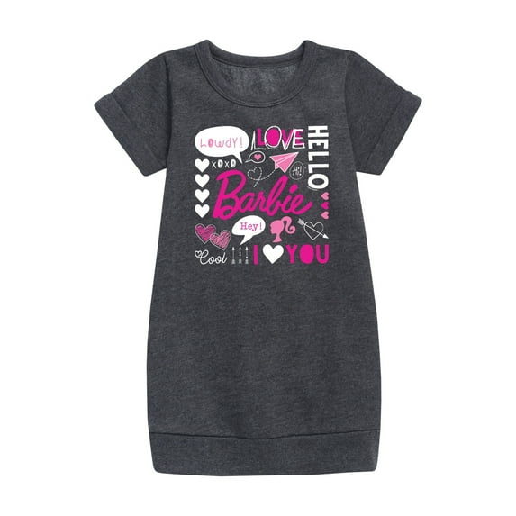 Barbie - Valentine's Collage - Toddler And Youth Girls Fleece Dress