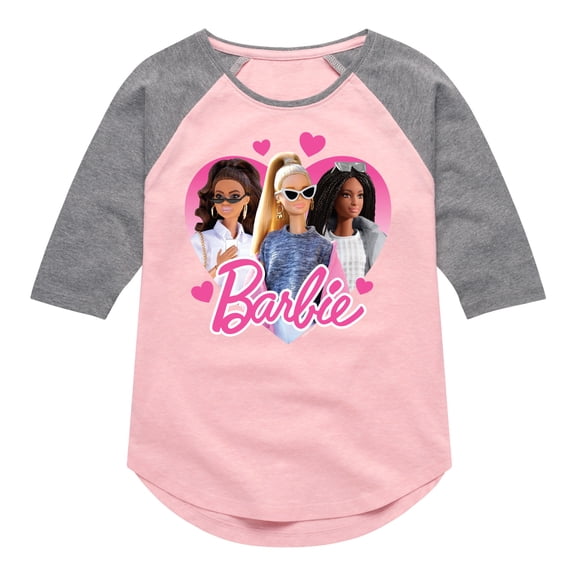 Barbie - Valentine's Day - Boss Babe Girls Group - Toddler & Youth Girls Raglan Graphic T-Shirt