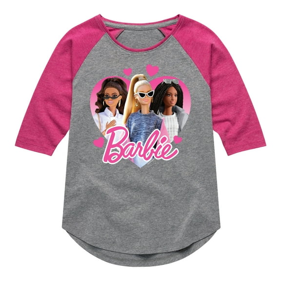 Barbie - Valentine's Day - Boss Babe Girls Group - Toddler & Youth Girls Raglan Graphic T-Shirt