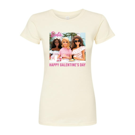 Barbie - Valentine's Day - Happy Galentine's Day Barbies - Juniors Fitted Graphic T-Shirt