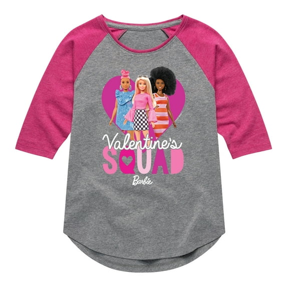 Barbie - Valentine's Squad - Toddler And Youth Girls Raglan Graphic T-Shirt