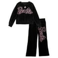 thumbnail image 1 of Barbie Velour Drop Shoulder Zip Up Hoodie and Flare Pants Outfit Set Toddler to Big Kid, 1 of 5