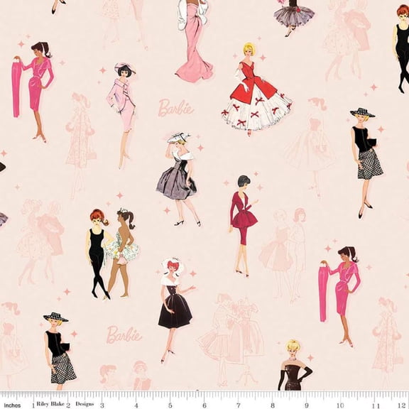 Barbie Vintage Main Blush Cotton Fabric