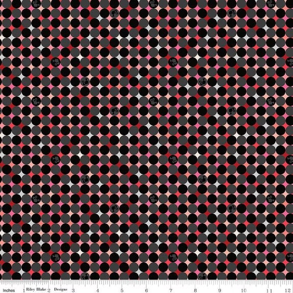 Barbie Vintage Sparkle Dots Black Cotton Fabric