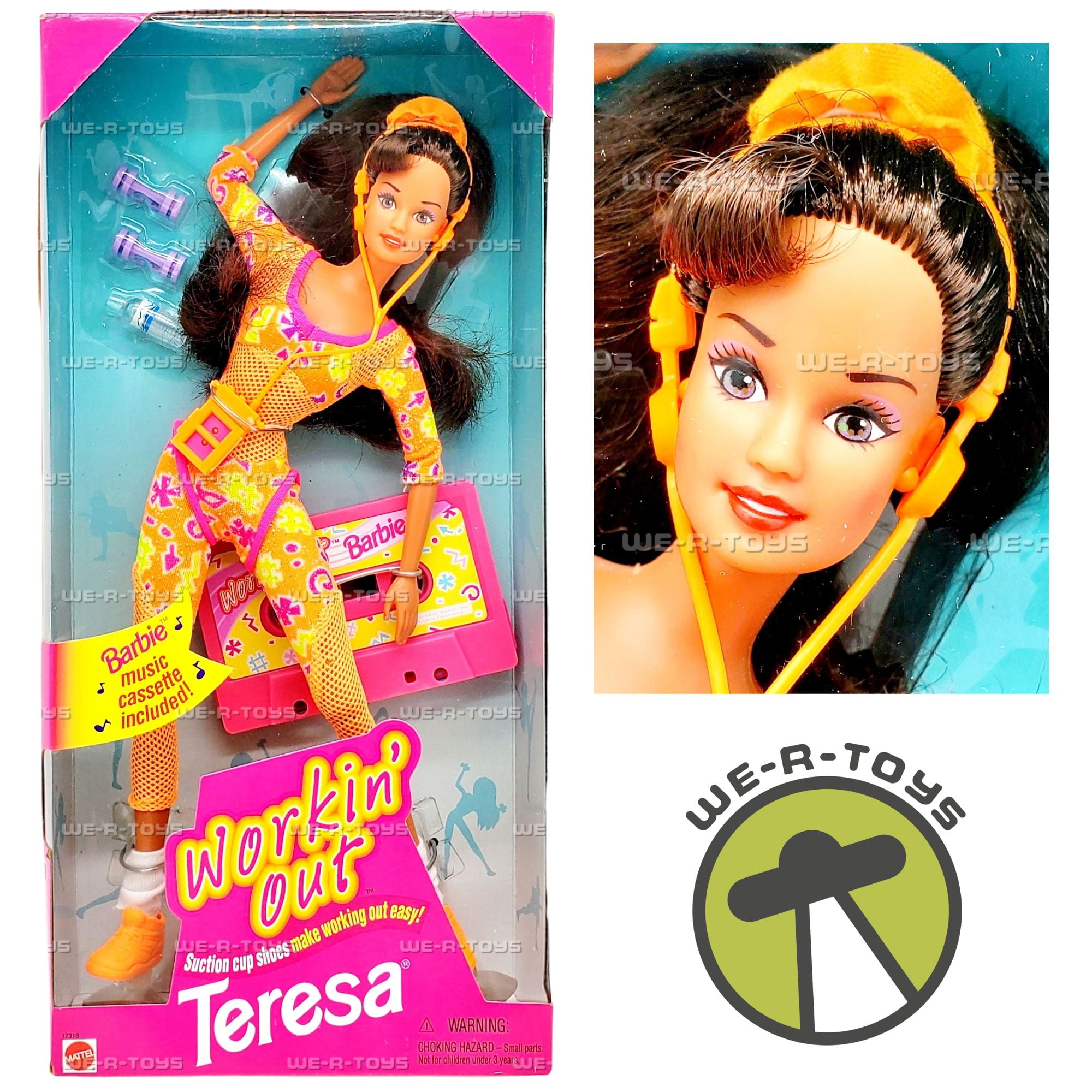 Barbie WORKIN' OUT TERESA DOLL w Suction Cup SHOES, Barbie MUSIC