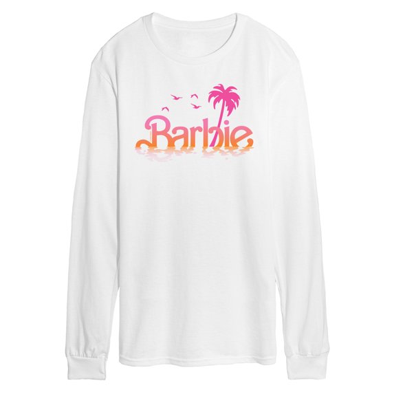 Barbie - Water Reflected - Palm Trees & Birds - Men's Long Sleeve T-Shirt