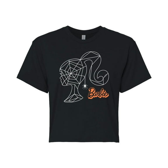 Barbie - Web Silo Head - Juniors Cropped Cotton Blend T-Shirt