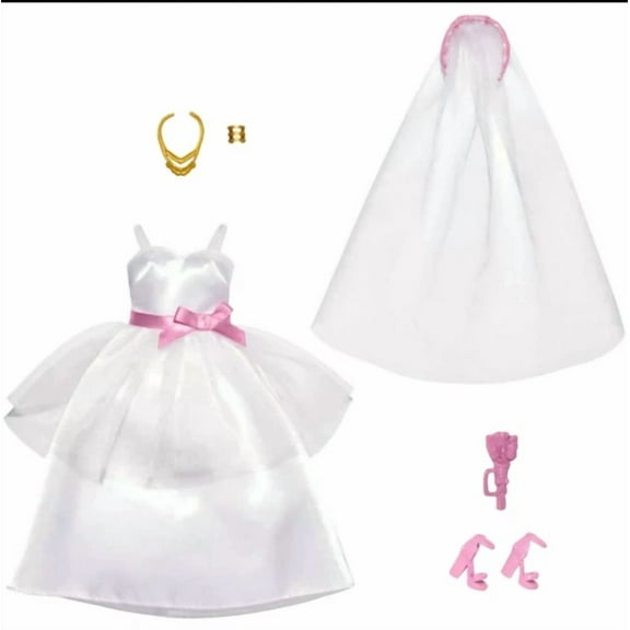 Barbie Wedding Fashion Pack Doll Clothes With Bridal Dress & Bride Accessories