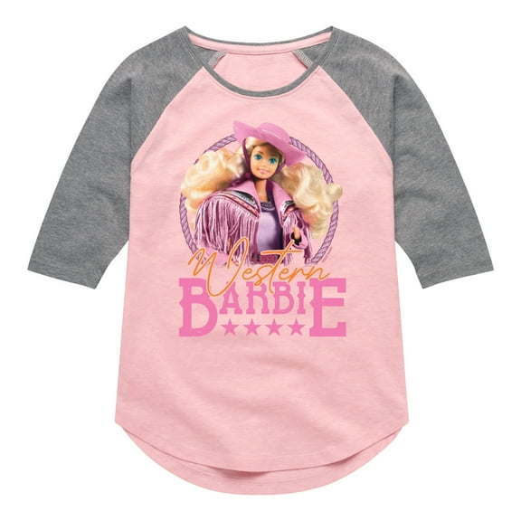 Barbie - Western Barbie - Youth Girls Shirt Tail Raglan T-Shirt