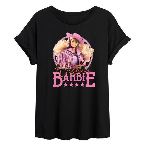 Barbie - Western - Juniors Oversized Graphic T-Shirt