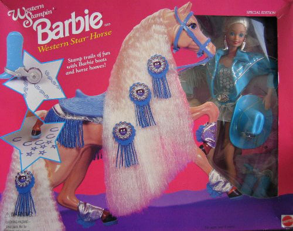 Barbie Western Stampin Doll and Western Star Horse Play Set 1993 Mattel 11020 Walmart