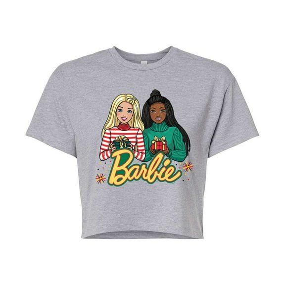 Barbie - Winter Holiday Friends - Juniors Cropped Cotton Blend T-Shirt