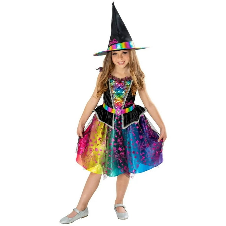 Barbie Witch Kids Costume Beautiful Rainbow Dress Barbie Witch Kids Costume Beautiful Rainbow Dress