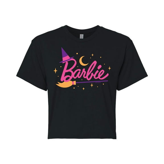 Barbie Witch Logo - Juniors Cropped Cotton Blend T-Shirt