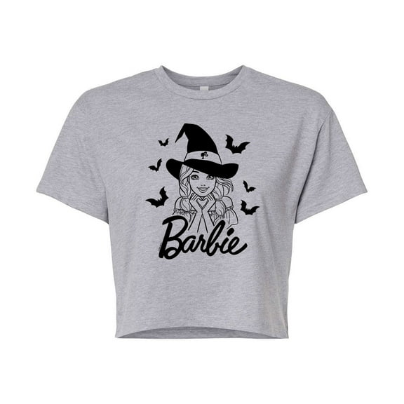 Barbie With Bats - Juniors Cropped Cotton Blend T-Shirt