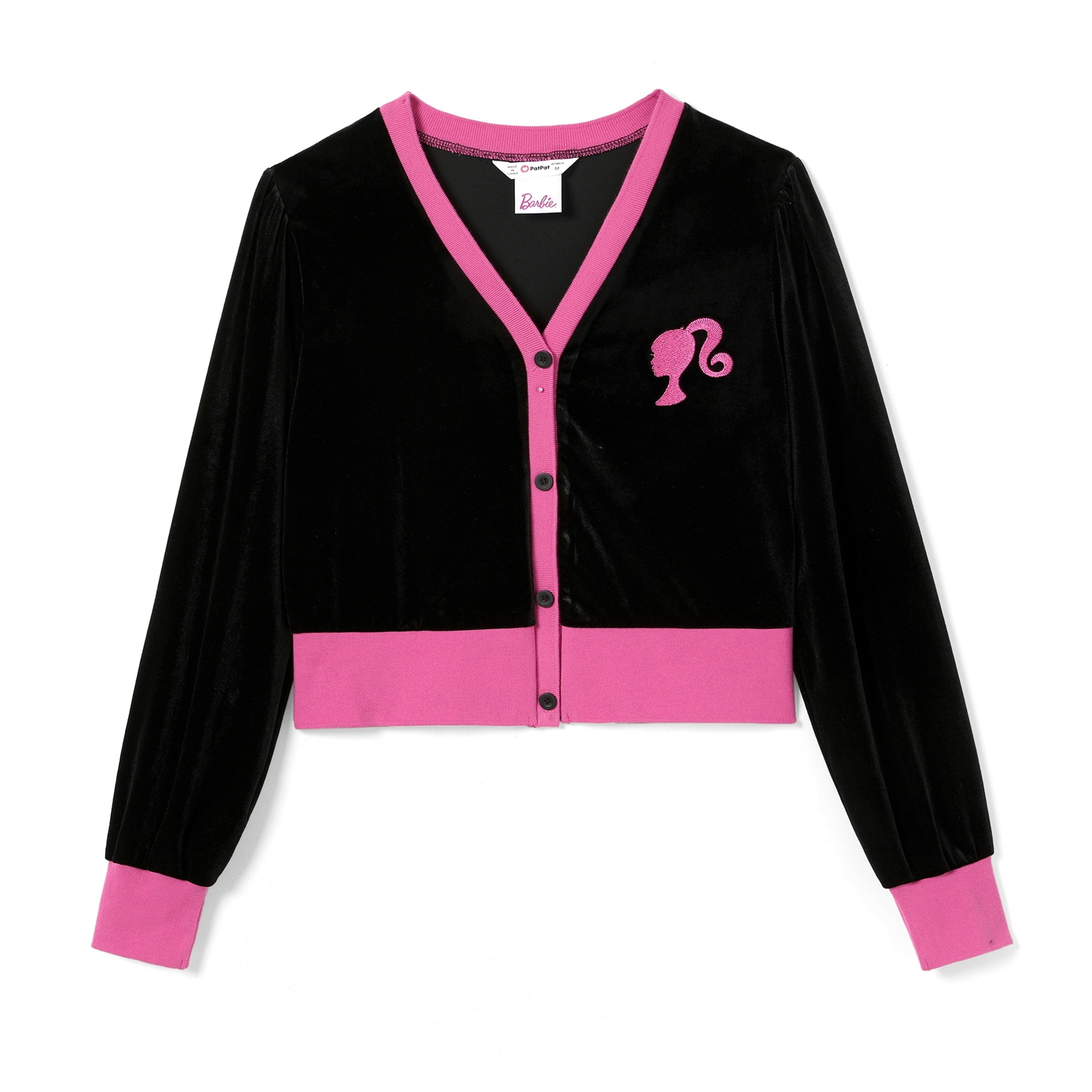 Walmart Deal of Barbie Women Cardigan Velvet Glitter Embroidered Pattern V-Neck Outwear Sizes S-XXL