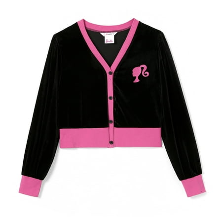 Barbie Women Cardigan Velvet Glitter Embroidered Pattern V-Neck Outwear Sizes S-XXL