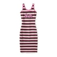 thumbnail image 1 of Barbie Women Dresses Pink Embroidered Striped Sleeveless Knitted Summer Midi Bodycon Dress Sizes M, 1 of 10
