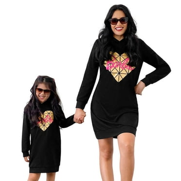 Barbie Women Dresses Letter Heart Graphic Long Sleeve Hooded Sweatshirt Dress Sizes S-XL