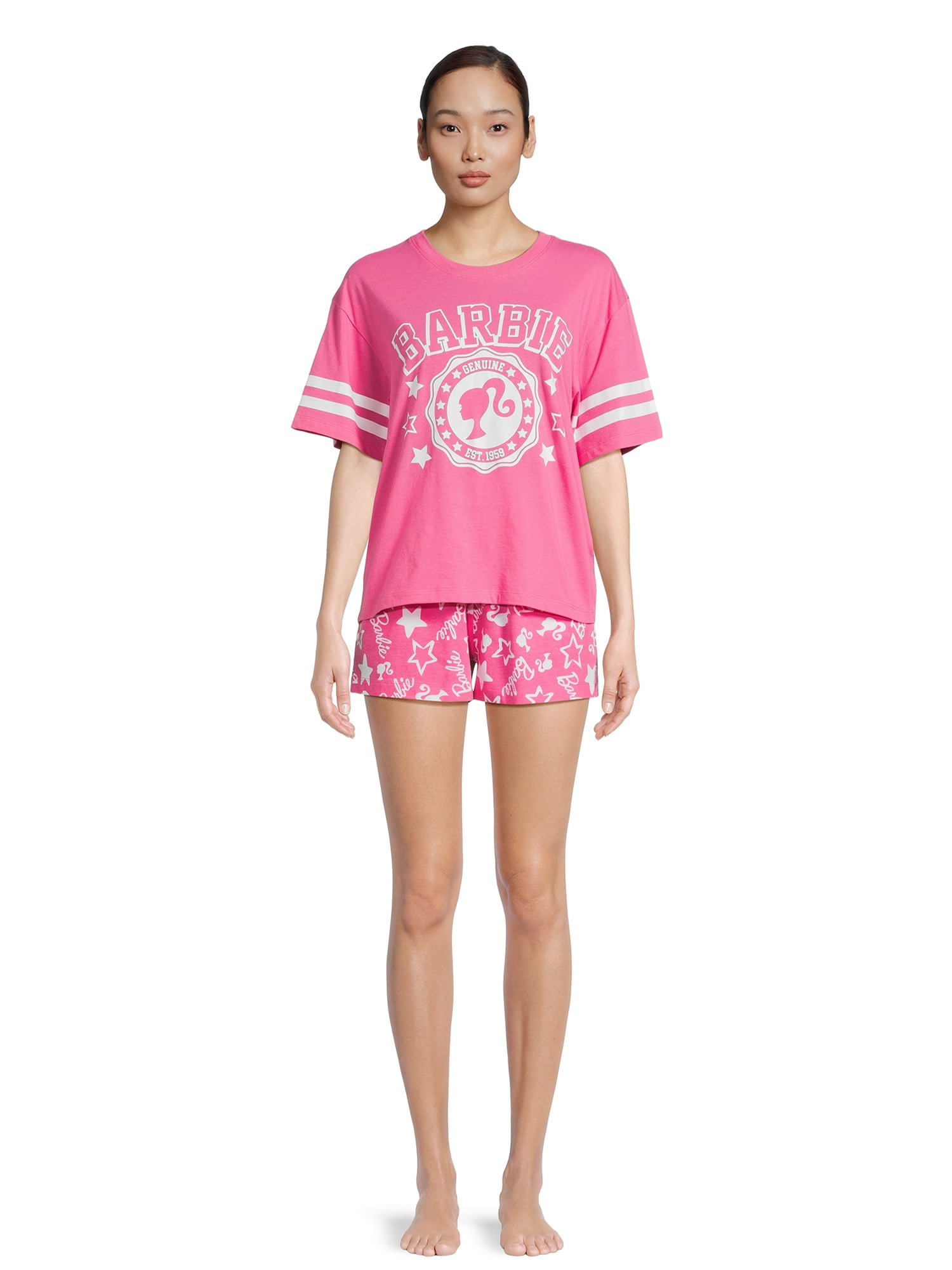 Barbie Women s Graphic Tee and Shorts Lounge Set 2 Piece Sizes XS 3X Walmart