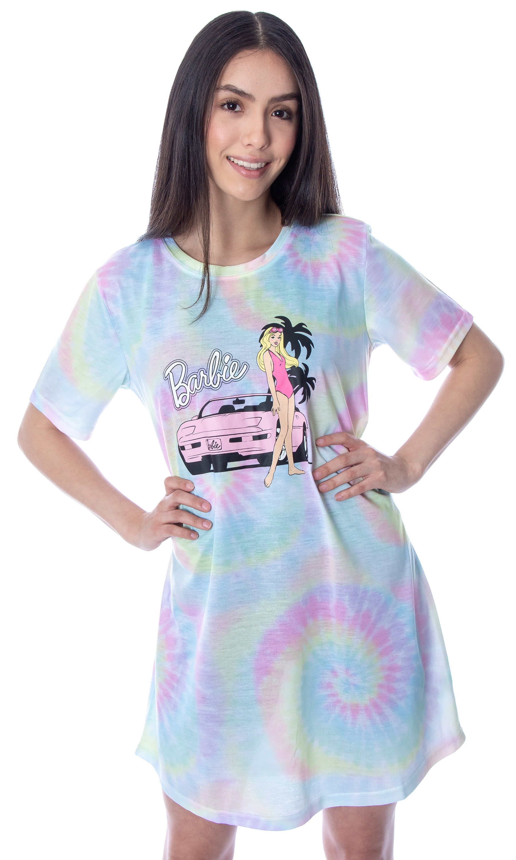 Barbie Women's Malibu Barbie and Pink Corvette TieDye Nightgown Sleep