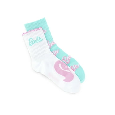 Barbie Women's Mid-Crew Socks, 2-Pack, Shoe Sizes 4-10