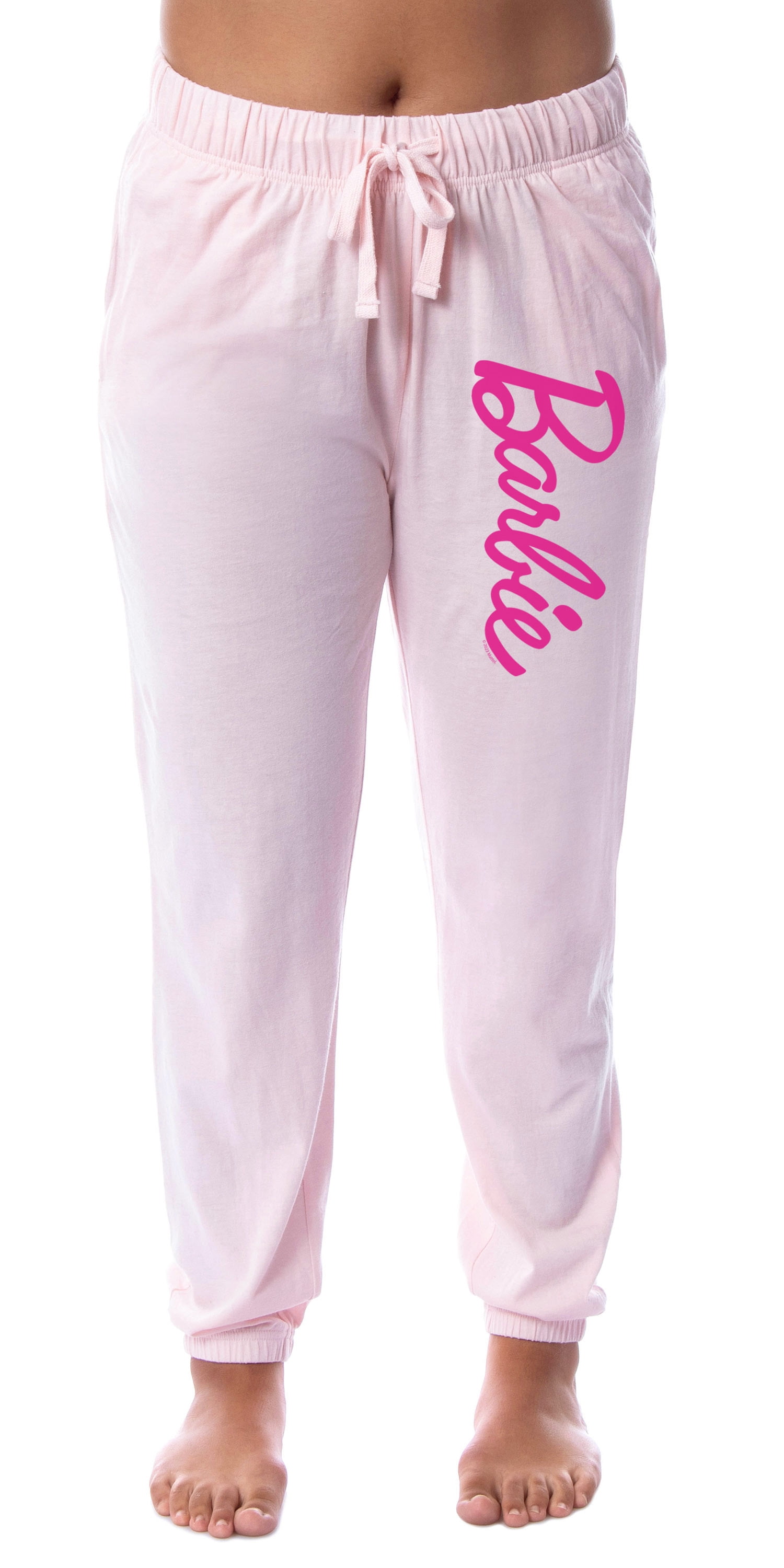 Barbie Women s Pink Title Logo Sleep Jogger Pajama Pants For Adults Walmart