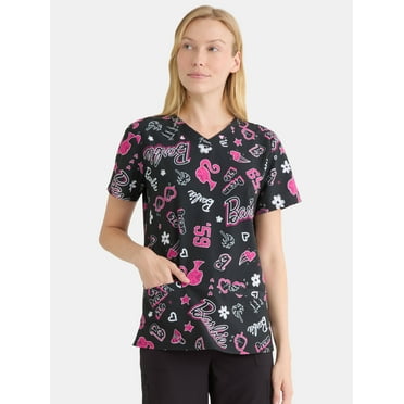 Barbie Women's Scrub Top, Sizes S-3XL