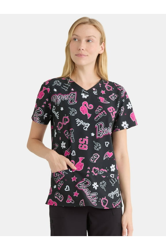 Barbie Women's Scrub Top, Sizes S-3XL