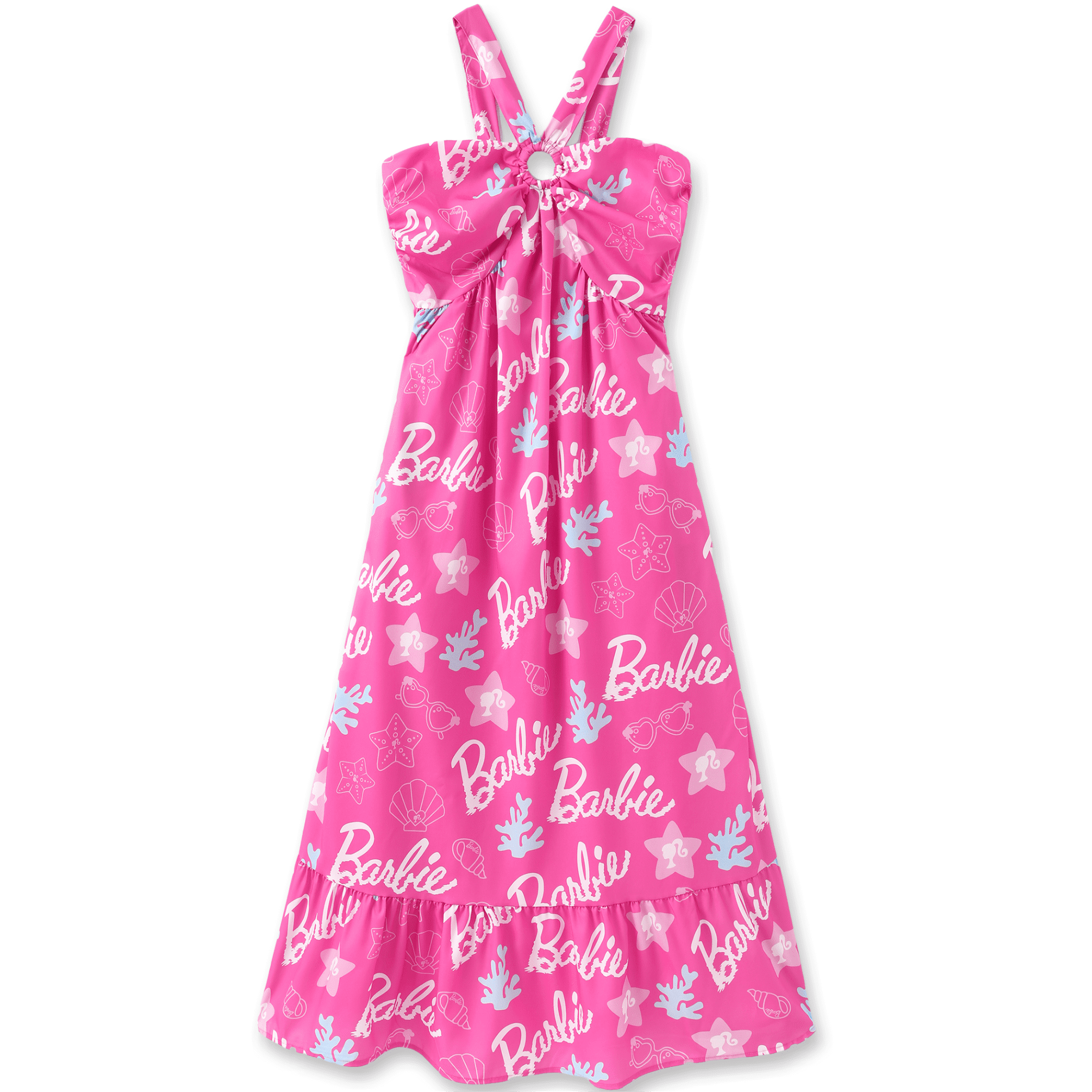 Barbie Womens Dresses Graphic Halter Ruched Waist Smocked Back Maxi Dress  Family Matching Sizes S-XL - Walmart.com
