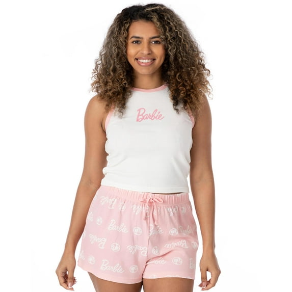 Barbie Womens Pink Vest and Shorts Pyjama Set
