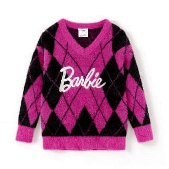 Barbie Womens Sweater Mommy And Me Logo Roseo Embroidered Checkered Nylon Knitwear Sizes S-XL