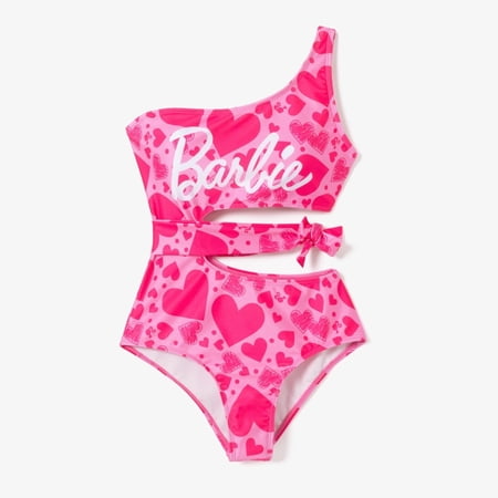 Barbie Womens Swimsuits Pink Heart-shaped One Piece Lacing Swimwear Sizes XL