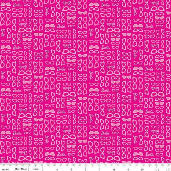 Barbie™ World Barbie Glasses Hot Pink Cotton Fabric (1 Yard)