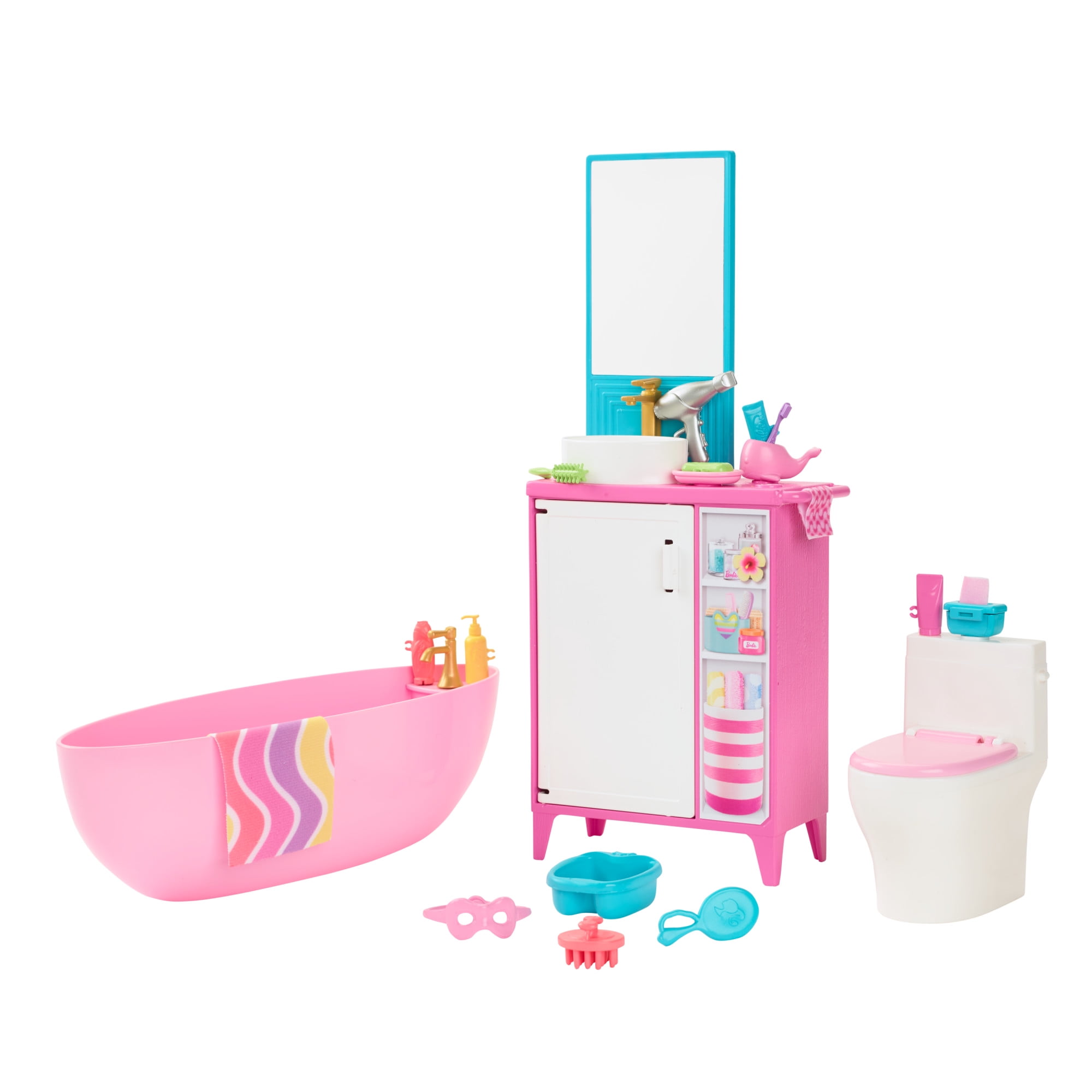 Barbie World Bathtime Toy Playset with 19 Dollhouse