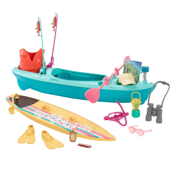 Barbie World Kayak & Surf Playset with 17 Camping Accessories [Walmart Exclusive]