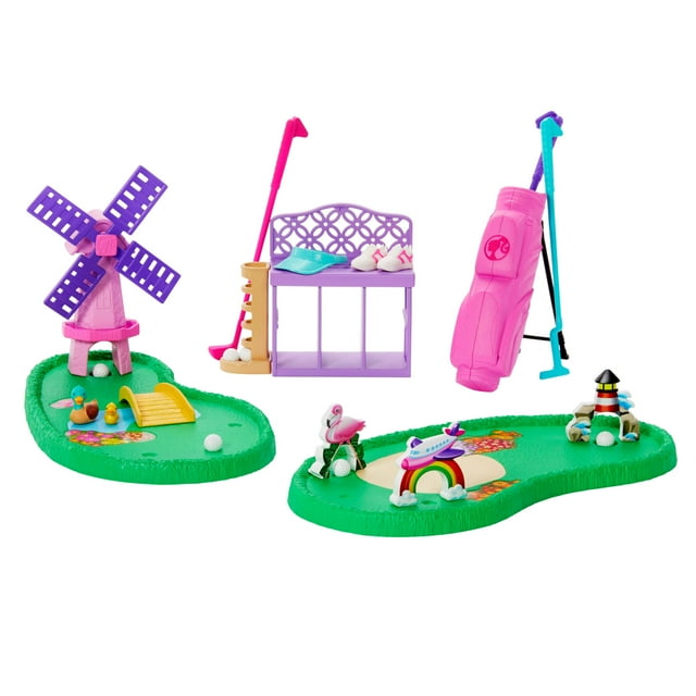 Barbie World Mini Golf Toy Playset with 22 Pieces Including Clubs, Balls, & More [Walmart Exclusive]