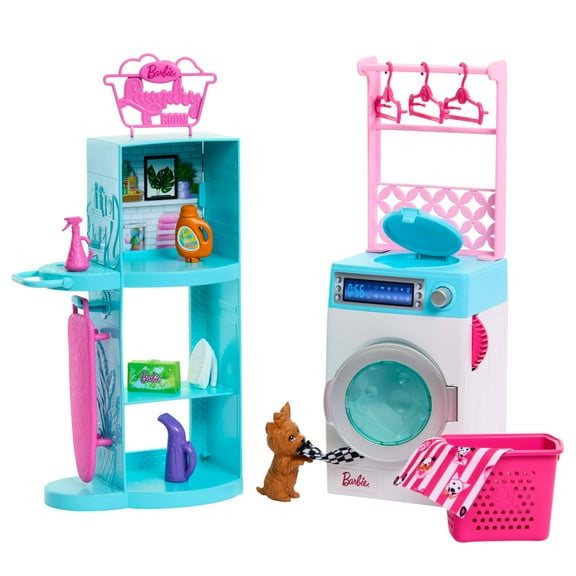 Barbie World Spinning Washer & Dryer Toy Playset with Laundry Accessories [Walmart Exclusive]