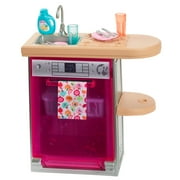 Barbie World Toy Dishwasher Set with 9 Dollhouse Kitchen Accessories Including Plates, Drying Rack, & More [Walmart Exclusive]