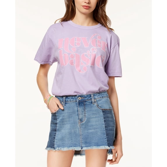 Love Tribe Barbie X Juniors Never Basic Graphic T-Shirt Neon Purple S