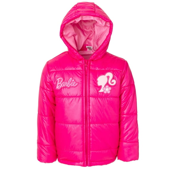 Barbie Zip Up Winter Coat Puffer Jacket Little Kid to Big Kid