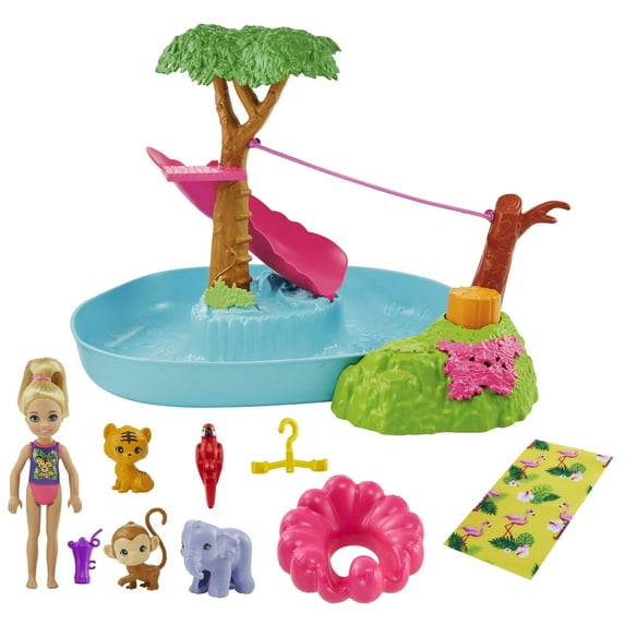Barbie and Chelsea The Lost Birthday Splashtastic Pool Surprise Playset, Blonde Doll & Accessories