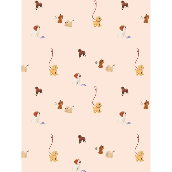 Barbie's Pups Removable Vinyl Wallpaper, Peach