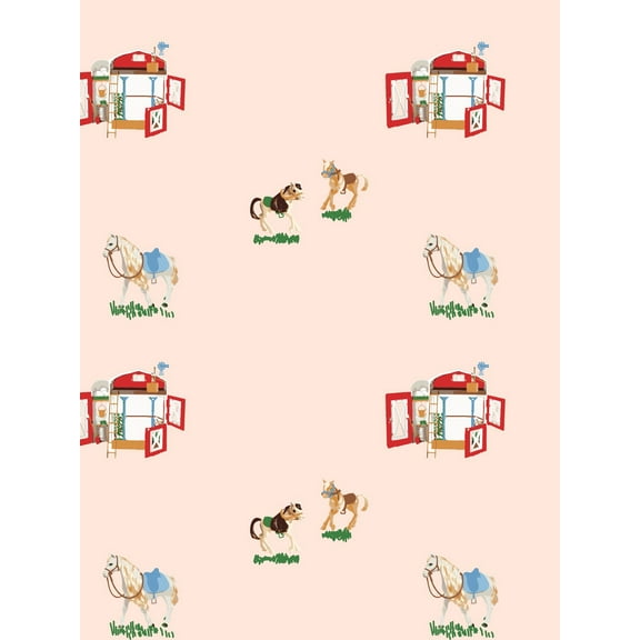 Barbie's Stable Removable Vinyl Wallpaper, Peach