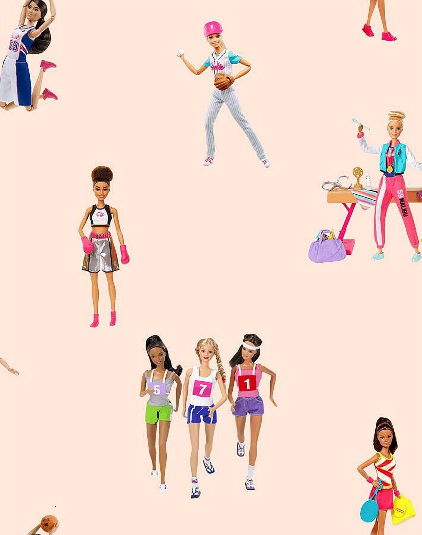 Barbie the Athlete Removable Vinyl Wallpaper, Peach