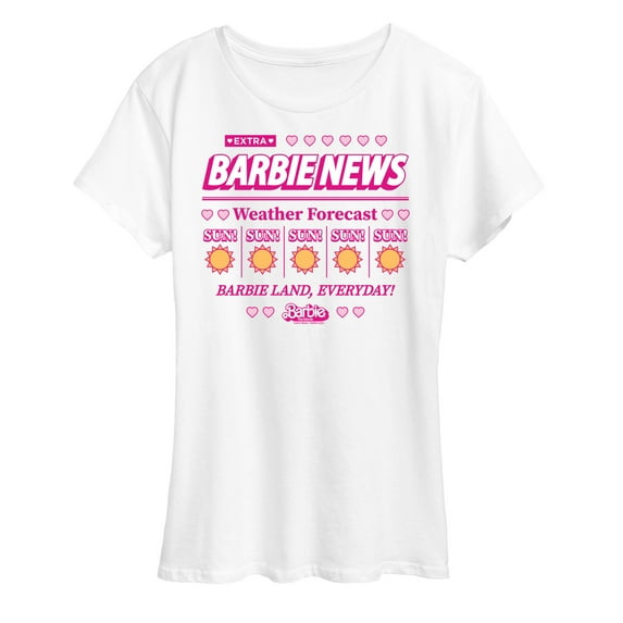 Barbie the Movie - Barbie Land New Weather Forecast - Sunny - Women's Short Sleeve Graphic T-Shirt